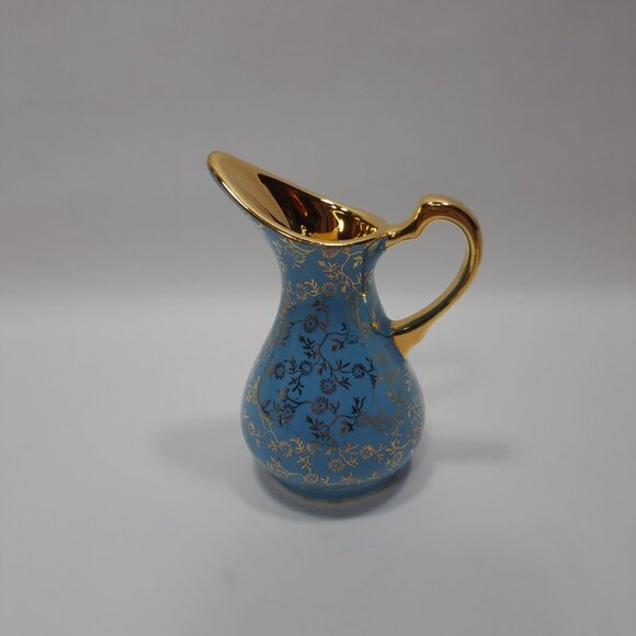 Pearl China Co. Blue 22k Gold Deco Warranted Ceramic Creamer - Picture 1 of 9